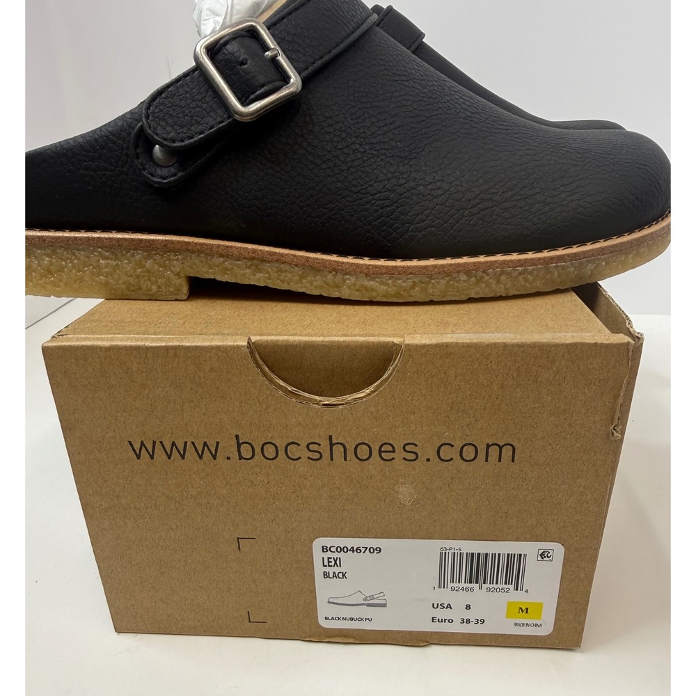 BOC by Born Lexi Clog Black Size 8 Women Faux Leather collegiate Retro - Picture 2 of 7